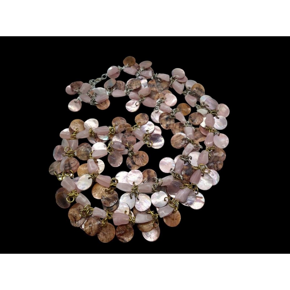 Vintage Synthetic Rose Quartz & Faux Alabaster Rounds Gold Tone Chain Accents